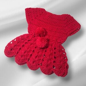 Infant Red Crochet Handmade Dress New Size 0-3 months